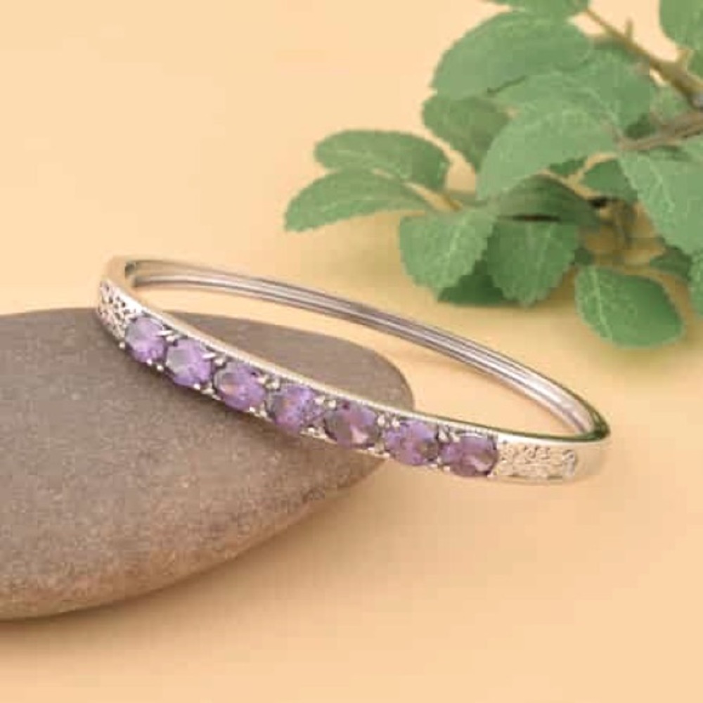 Simulated Purple Diamond Bangle Bracelet